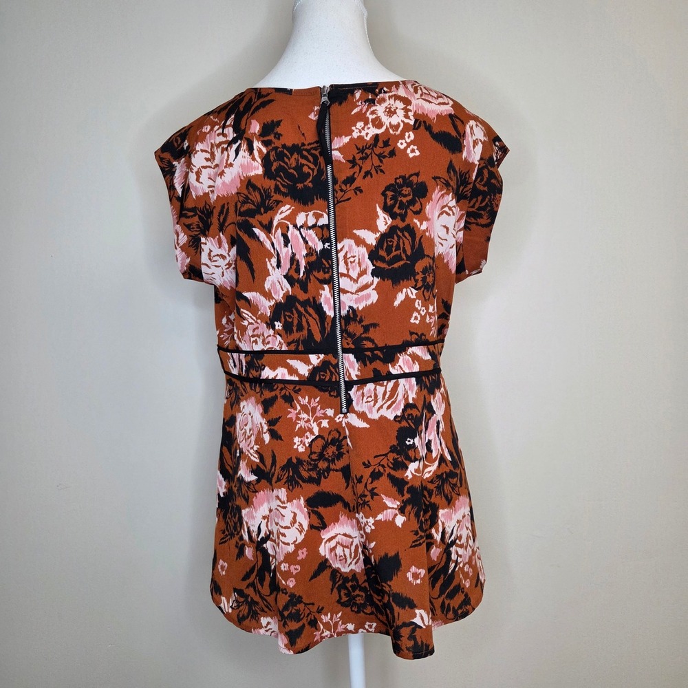 Motherhood‎ Maternity Floral Empire Waist Blouse Rust Pink Black Size M - Picture 3 of 5